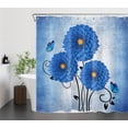 thumbnail image 2 of HVEST Blue Floral Shower Curtain, Blue Dahlia Flower Butterfly Shower Curtain - Rustic Farmhouse Bathroom Decor, Waterproof Polyester Fabric, Includes 12 Hooks, 72x72 Inches, 2 of 7