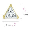 thumbnail image 5 of Bling Jewelry Unisex Triangle CZ Stud Earrings for Men, Yellow Gold Sterling Silver, 3 Prong Set, 5 of 6