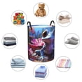 thumbnail image 4 of Sikiie Colorful Frog Among Flowers Print Round Dirty Clothes Basket, Waterproof Standing Foldable Storage Basket, for Laundry Room, Bedroom, Bathroom Storage-Small, 4 of 6