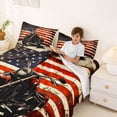 thumbnail image 3 of Castle Fairy Retro Motorcycle Queen Sheet Sets 4 Pieces for Teens, American Flag Art Bed Set for Bedroom, Red Beige, 3 of 6
