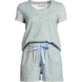 thumbnail image 3 of Lands' End Women's Knit 2 Piece Pajama Set - Short Sleeve Top and Shorts, 3 of 4