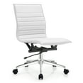 thumbnail image 3 of 2xhome Set of 2 Mid Back Height Modern Home Office Chair, Ribbed PU Leather Seat with Swivel Tilt Adjustable Ergonomic Computer Desk Chair, White, 3 of 14