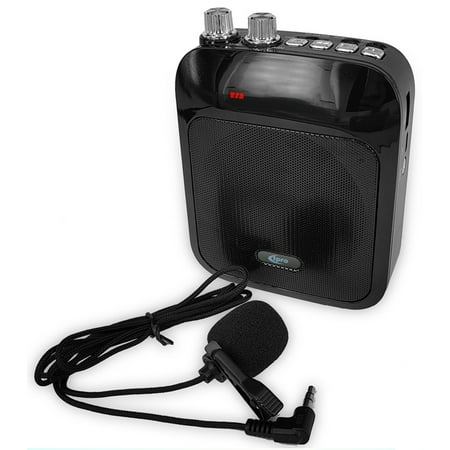 Technical Pro Rechargeable Speaker with Wired Lapel Mic USB SD Card FM AUX Inputs