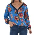 thumbnail image 2 of Gvmfive Women Floral Print Drop Shoulder Long Sleeve V-Neck Casual Tops, 2 of 4