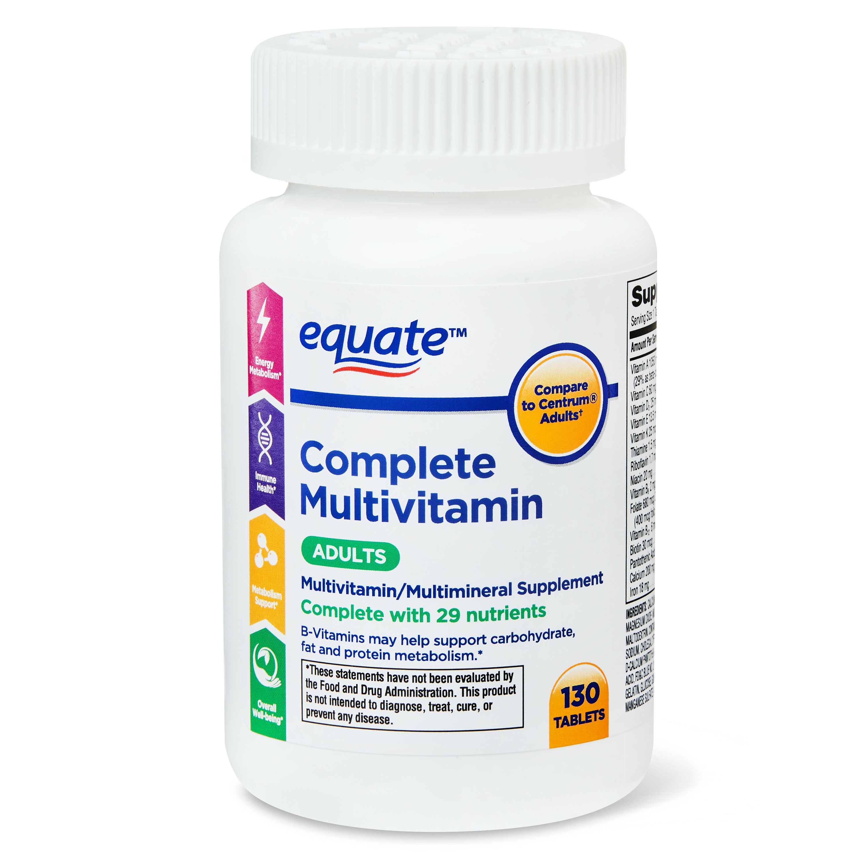 Equate Adults Complete Multivitamin/Multimineral Supplement, 130 count ...