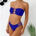 thumbnail image 6 of UTSJKR Women's 2026 Strapless Hollow Out Bandeau Bikini, Triangle Split Bathing Suit, Casual Summer Pool Beach Swimwear Blue L, 6 of 8