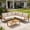 5-Seater L-shaped Sofa, variant on 4-Piece L-Shaped Outdoor Patio Furniture Set, All-Aluminum Corner Sectional Sofa with Wood Grain Finish, Cushioned Seating & Plastic Wood Coffee Table, for Backyard & Balcony