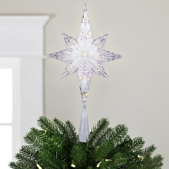 Northlight 11" Lighted 8 Point Bethlehem Star Christmas Tree Topper - Clear Lights , Green Wire