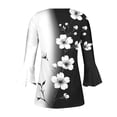 thumbnail image 6 of JTZGDY Fall 3/4 Flared Sleeve Tops for Women Lightweight Casual Floral Printed Half Button V Neck Henley Shirts Loose Flowy Cozy Ruched Pleated Tunic Blouse, 6 of 6