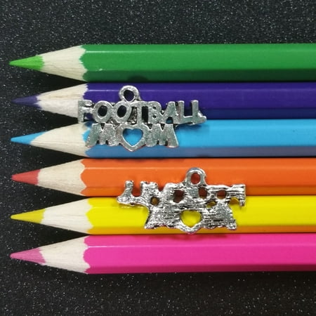 Sports Mom Charm - 10 PCS - Football Mom Sports Message Silver Charm Pendant C0438