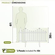 30in H x 56.5in W (2 Panels) No Dig Zippity Madison Fence Panel Kit, No Dig Fence Panels, White Vinyl Fence for Yard, Temporary Fence for Backyard, White Picket Fence Garden Border, DIY Fence ZP19001