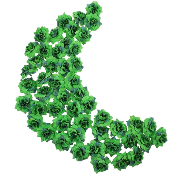 Topbathy Faux Flower Heads for Crafts: Artificial Mini Flower Heads for Wedding Garland Decor 50pcs Dark Green