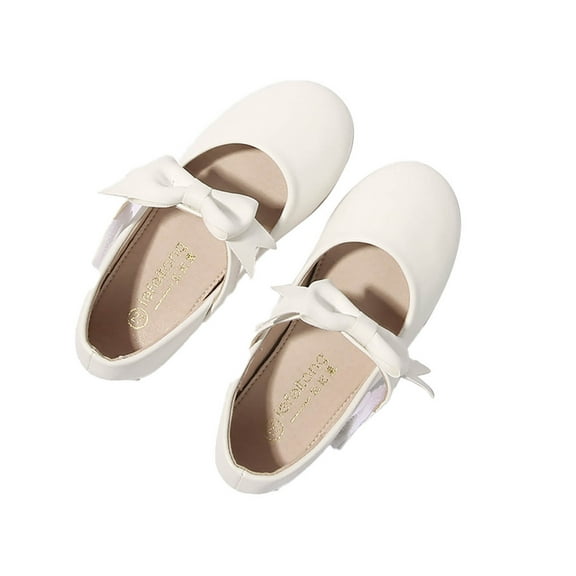 FAOWME Toddler Little Girls Dress Shoes Flower Girls Ballet Shoes Party Wedding Shoes White 2-2.5 Years