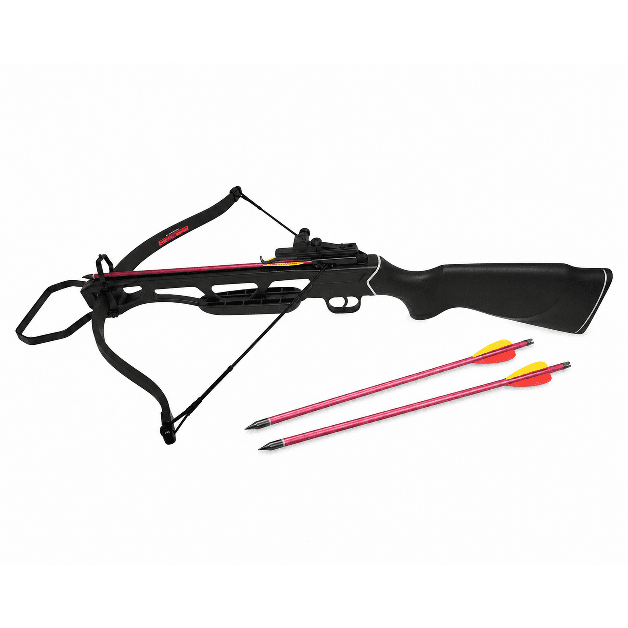 Crossbow 150 lb Draw Weight Up to 210 FPS Fiberglass Limbs Aluminum Construction Includes 2 Bolts (Black)
