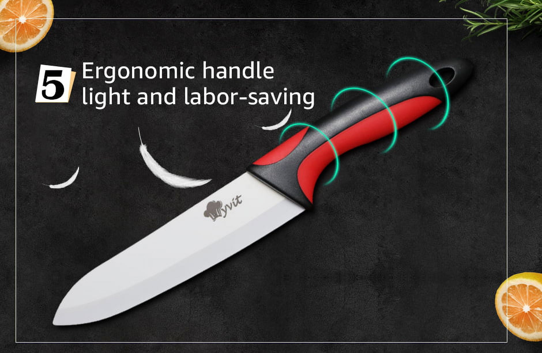 Maxfavor Ceramic Knife 4 inch White Blade + Peeler Slicer Kitchen Chef Knives Silicone Handle