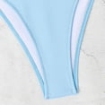 thumbnail image 4 of JIANJIA Swim Suits for Women Summer Solid Color Sexy Lace Up Spaghetti Strap Brassiere With Thongs Two Piece Bikinis Swimwears Activewear,Blue,M, 4 of 8
