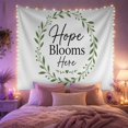 thumbnail image 2 of Hope Blooms Here Wreath on Off-White Background, Inspirational Minimalist for Plant Lovers, Botanical Art Decor, Housewarming Gift, Tapestry Wall Hanging for Living Room and Bedroom, 2 of 7