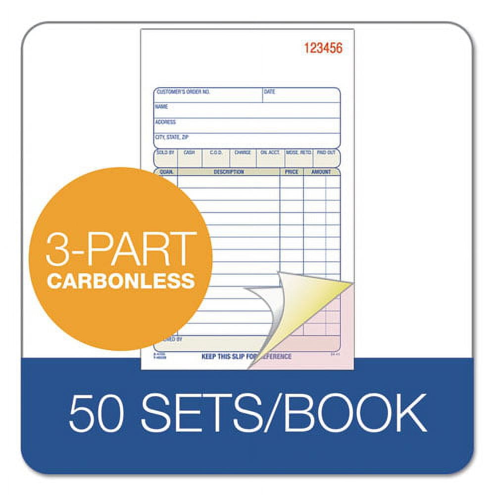 "Carbonless Sales Order Book, Three-Part Carbonless, 4.19 X 7.19, 50 Forms | Bundle of 5 Each"