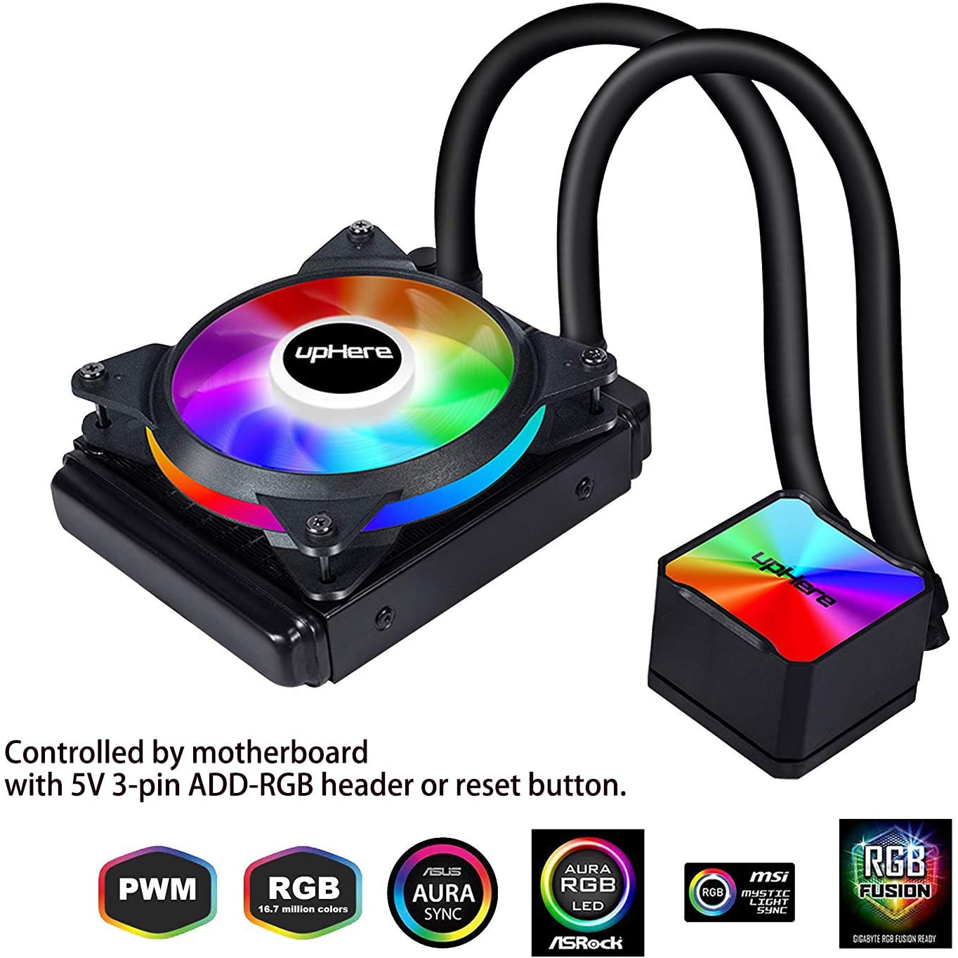 upHere High Performance Water Liquid CPU Cooler with Adjustable 120mm