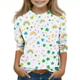 thumbnail image 2 of VOONCAS Girls Shirts Print 3/4 Sleeve Crew Neck St. Patricks Day Casual Multicolor Shirts for Girls Size 7-8T, 2 of 5