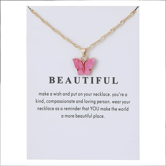 HOARBOEG Necklace for Women Girlfriend As Gifts Sweet Butterfly Necklace Acrylic Color Clavicle Chain Necklace