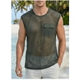 thumbnail image 6 of Fengqque Men's Fishnet Sheer Mesh See Through Round Neck Sleeveless Party Club Tank Top with Pocket Pink XL(XL), 6 of 6