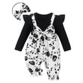 thumbnail image 4 of CAICJ98 Baby Girl Clothes Fall Winter Long Sleeve Bubble Romper Floral Bow One Piece Jumpsuit Cute Outfits (Black,6-9 Months), 4 of 5