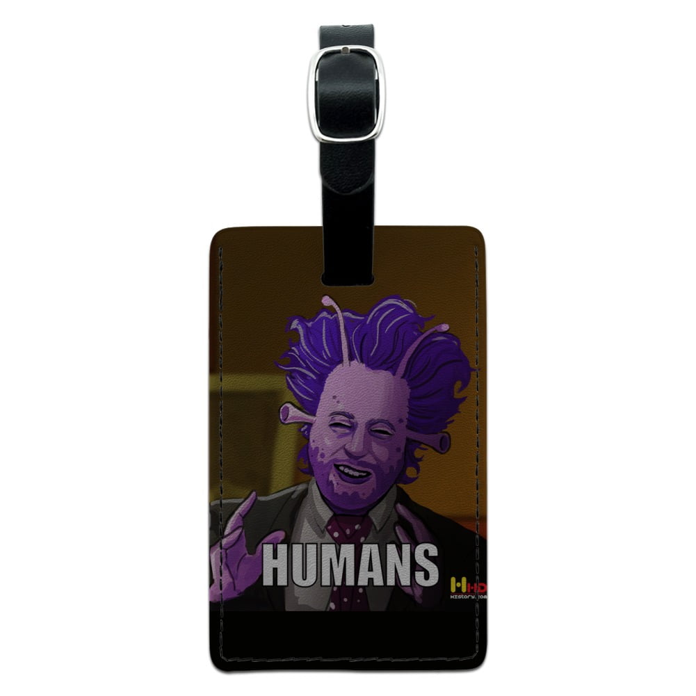 Human Aliens Guy History Meme Rectangle Leather Luggage Card Suitcase