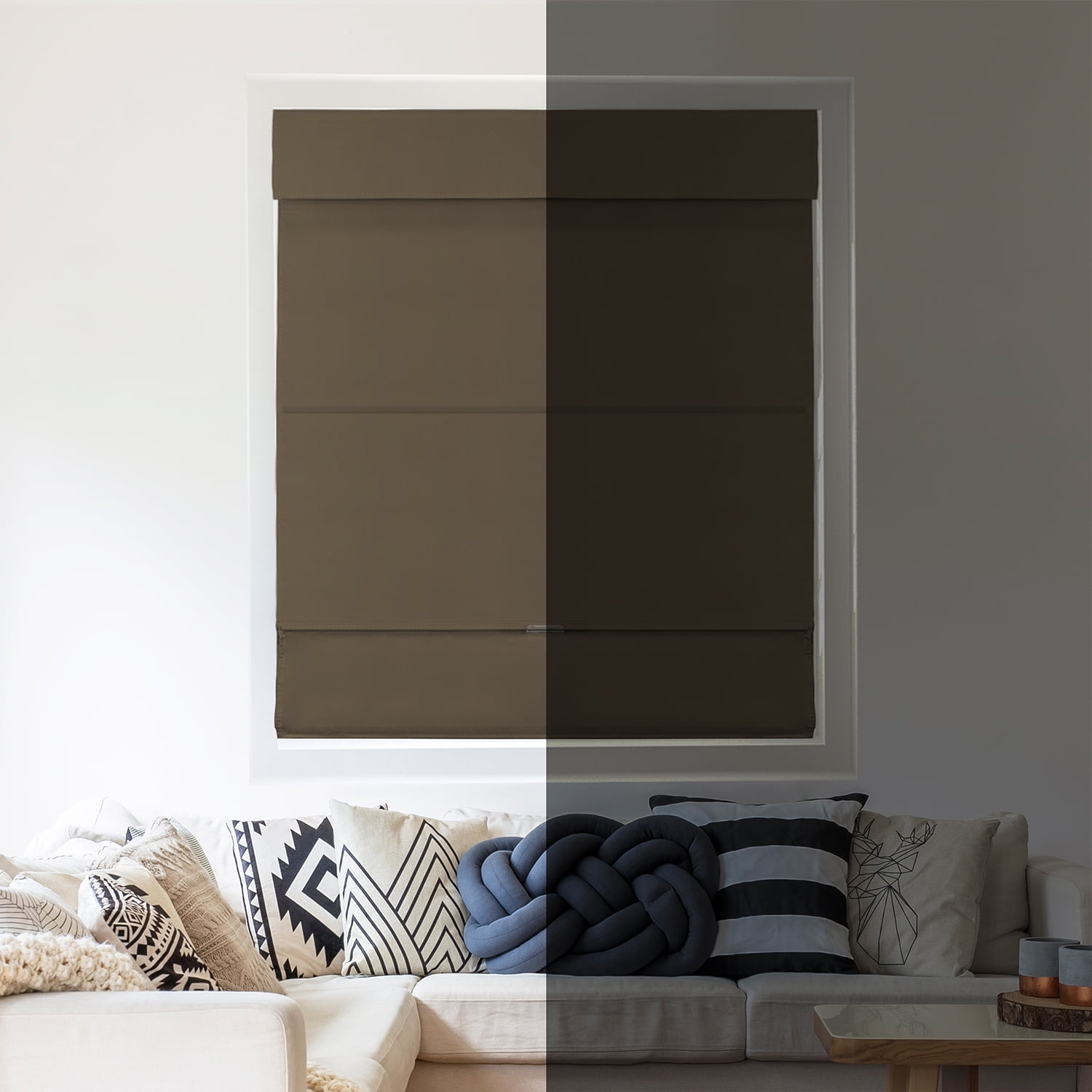 Chicology Cordless Magnetic Roman Shades // Window Blind Fabric Curtain Drape Room Darkening Function 23W X 64H Commodore Blue
