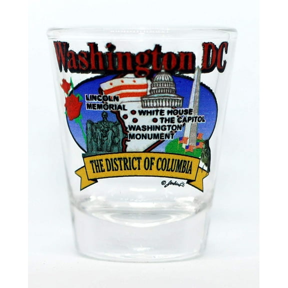 Washington DC State Elements Map shot glass
