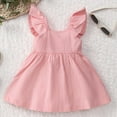 thumbnail image 5 of XEGLSBU Toddler Girls Dresses 2025 Summer Fly Sleeve Cotton Linen Dress for Kids Solid Color Dresses Size 2-7 Years Size 3-4 Years, 5 of 9