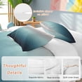 thumbnail image 2 of 3 Piece Grey Turquoise Ombre Duvet Cover Set Twin Size,Microfiber Comforter/Quilt Cover with Corner Ties and 2 Pillowcases,Teal Modern Geometric Striped Abstract Art Soft Bedding with Zipper Closure, 2 of 8