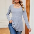 thumbnail image 2 of Timegard Long Sleeve Tops for Women Square Neck Ruched Blouse Fall Dressy Casual Comfy Tunic Tops, 2 of 5