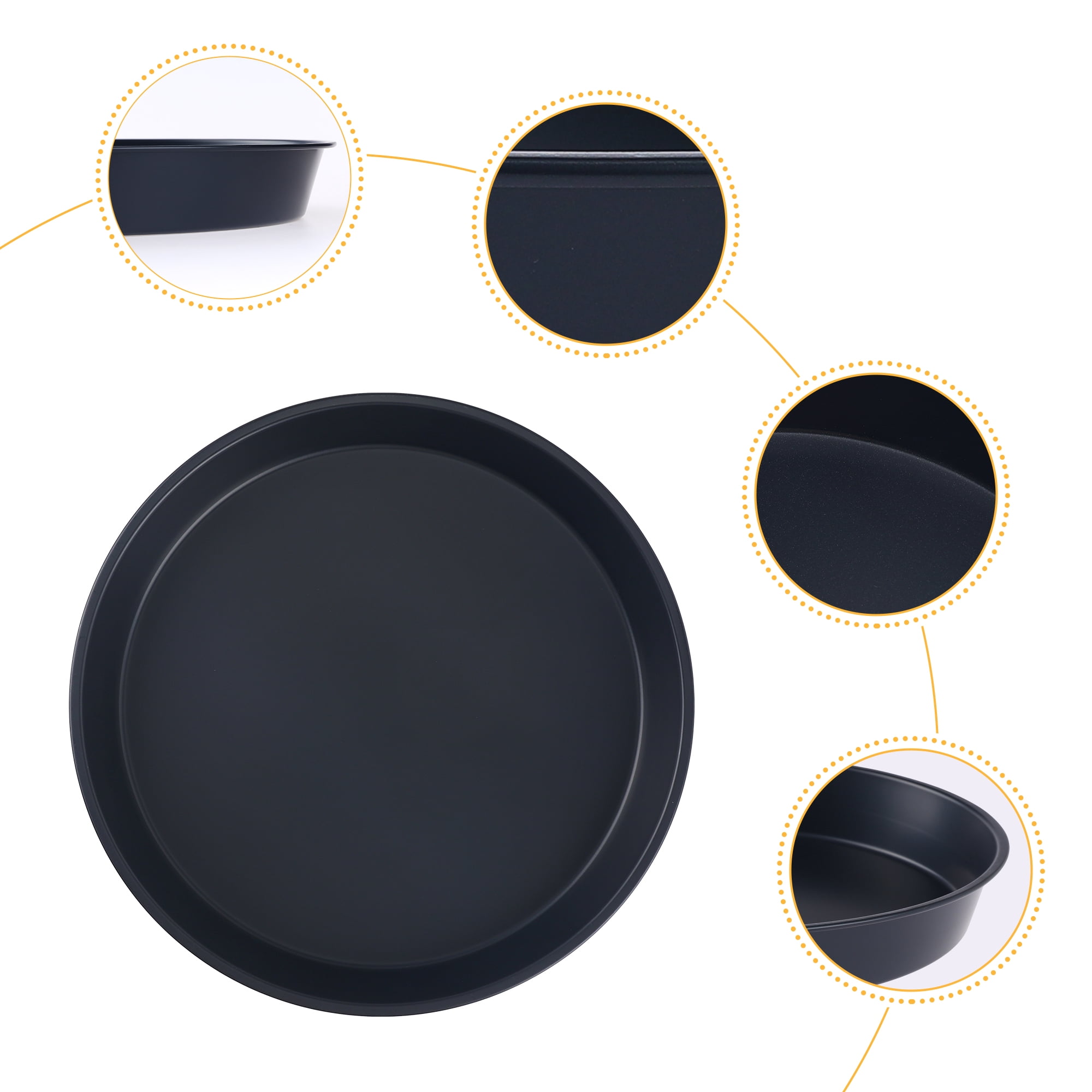 Unique Bargains 2 Pcs Round Cake Pans Baking Sheet Black 11.8*11.8*1.6in