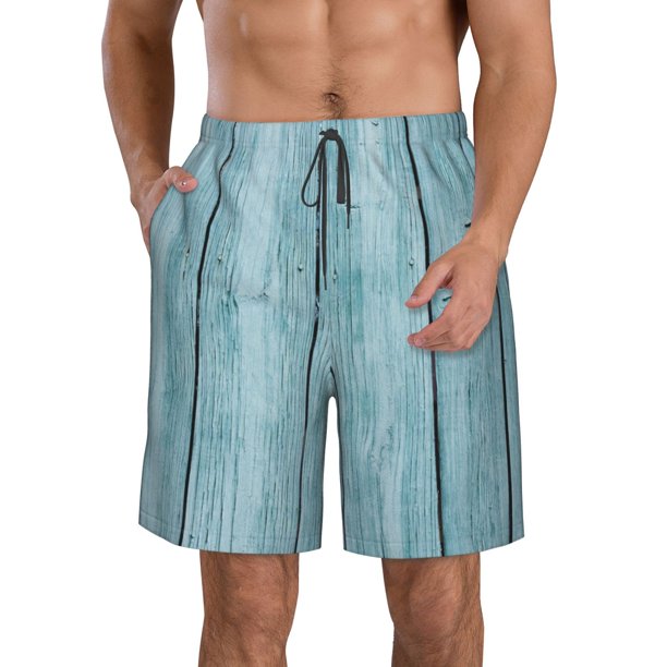 Fotbe Turquoise Wooden1 Trajes de Baño Estampados para Hombre, Shorts de Verano de Secado Rápido, Ropa de Playa, Bañadores-XX-Large