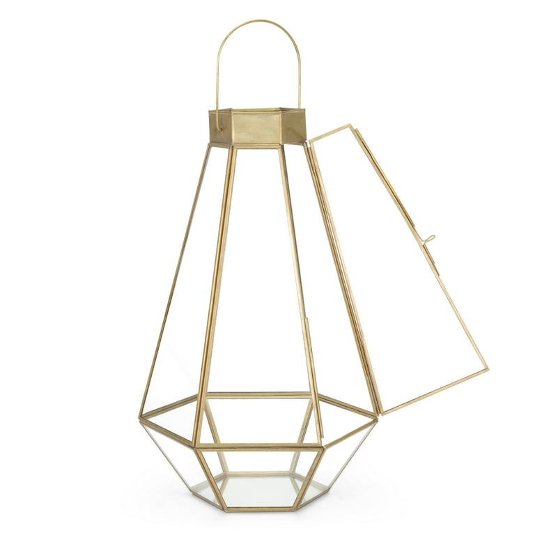 Best Choice Products Set of 3 Indoor Outdoor Decorative Metal Faceted Hurricane Candle Lanterns w/ Clear Glass - Brass Best Choice Products Set of 3 Indoor Outdoor Decorative Metal Faceted Hurricane Candle Lanterns w/ Clear Glass - Brass