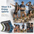 thumbnail image 5 of COOPLUS Mens 6 Pack Hiking Crew Socks Cushioned Moisture Wicking Athletic Outdoor Trekking Boot Socks, 5 of 7