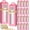 Pink, variant on 100 transparent tall glass gift boxes with windows and ribbons, suitable for insulated mugs with capacities of 30 oz, 20 oz, 16 oz, and 12 oz. Dye sublimation printing and shipping are available. Dim