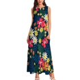 thumbnail image 3 of Robe Marguerites Rouges et Blanches Florale Vintage Maxi Robe Streetwear Décontractée Longues Robes Femmes Sans Manches Motif Grande Taille Vestidos, 3 of 5