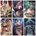 thumbnail image 2 of Pósteres artísticos de chica de anime sexy desnuda con sombrero verde, pintura en lienzo para pared, para sala de estar, decoración del hogar, 2 of 5