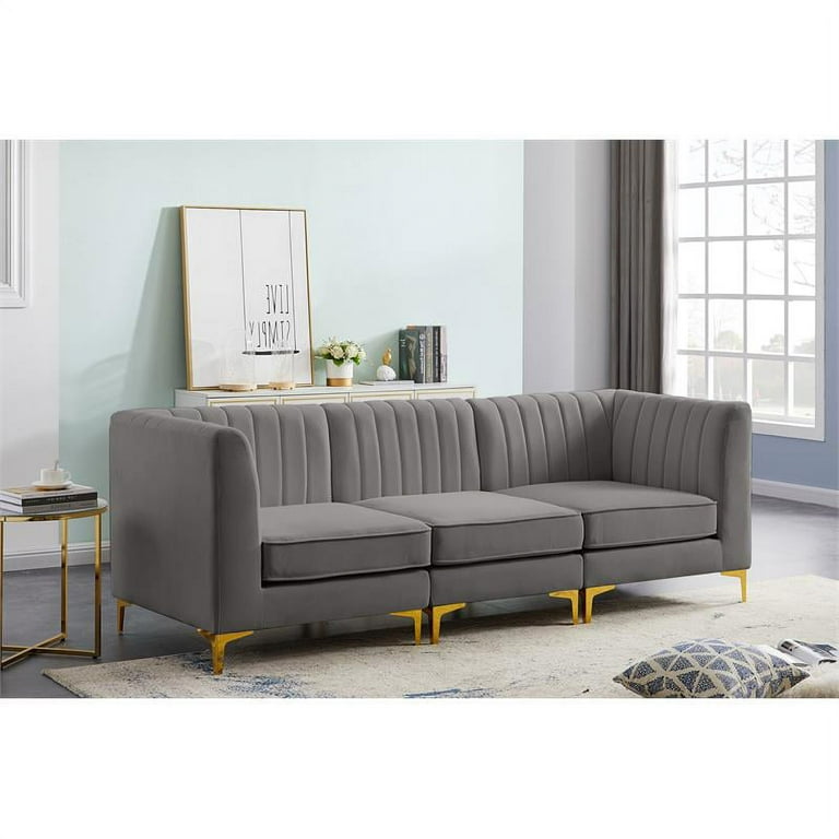 Meridian Furniture Alina Velvet Modular Sectional 5A Meridian Furniture Alina Velvet Modular Sectional 5A