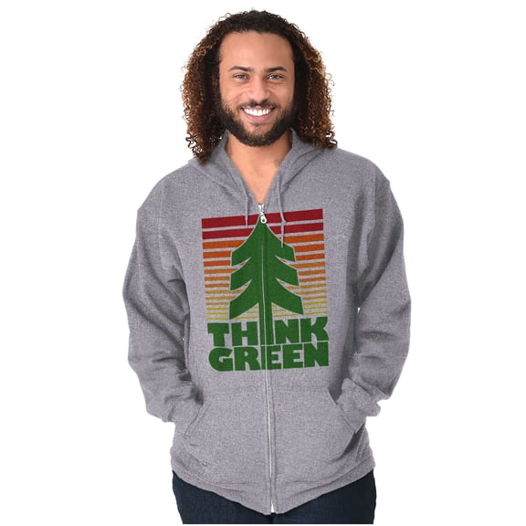 Earth Day Think Green Nature Lovers Unisex Fleece Graphic Zip Up Hoodie Brisco Brands 2X