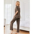 thumbnail image 4 of Ekouaer Lounge Sets for Women Ribbed Pajama Set Short Sleeve Top and Long Pants Set with Pockets Sleep Set, 4 of 7