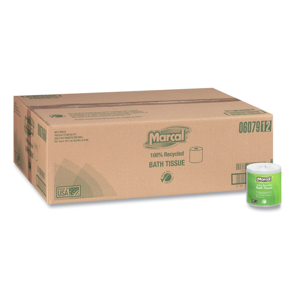 Marcal 100% Recycled Two-Ply Toilet Tissue White 16 Rolls/Pack 1646616PK 