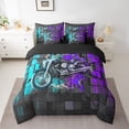 thumbnail image 2 of Erosebridal Motorcycle Motorbike Bedding Sets Twin Size,Extreme Sports Comforter Sets with Sheets,Plaid Buffalo Bed in a Bag Twin size,Super Cozy Teens Bedroom Decor,Reversible,7-Piece, 2 of 6