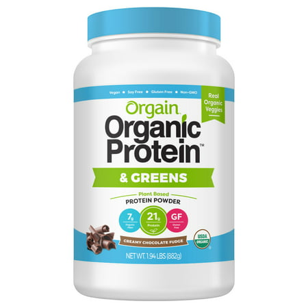 Orgain Organic Protein & Greens Plant Based Protein Powder, Creamy Chocolate Fudge, 1.94 Pound., 1