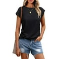 thumbnail image 2 of Midsumdr Womens Summer Tops Trendy Casual Basic Solid Color Short-Sleeved Crew-Neck Tops Soft Comfortable Going Out Pullover Blouses Shirts 2025, 2 of 4