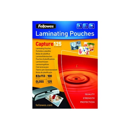 Fellowes Laminating Pouches Capture 125 micron - 100 - 3.27 in x 4.45 in lamination pouches