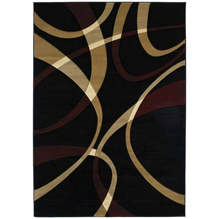 - United Weavers Contours Area Rugs - 510-21376 Solid & Striped Onyx Swirls Wavy Lines Stripes Rug