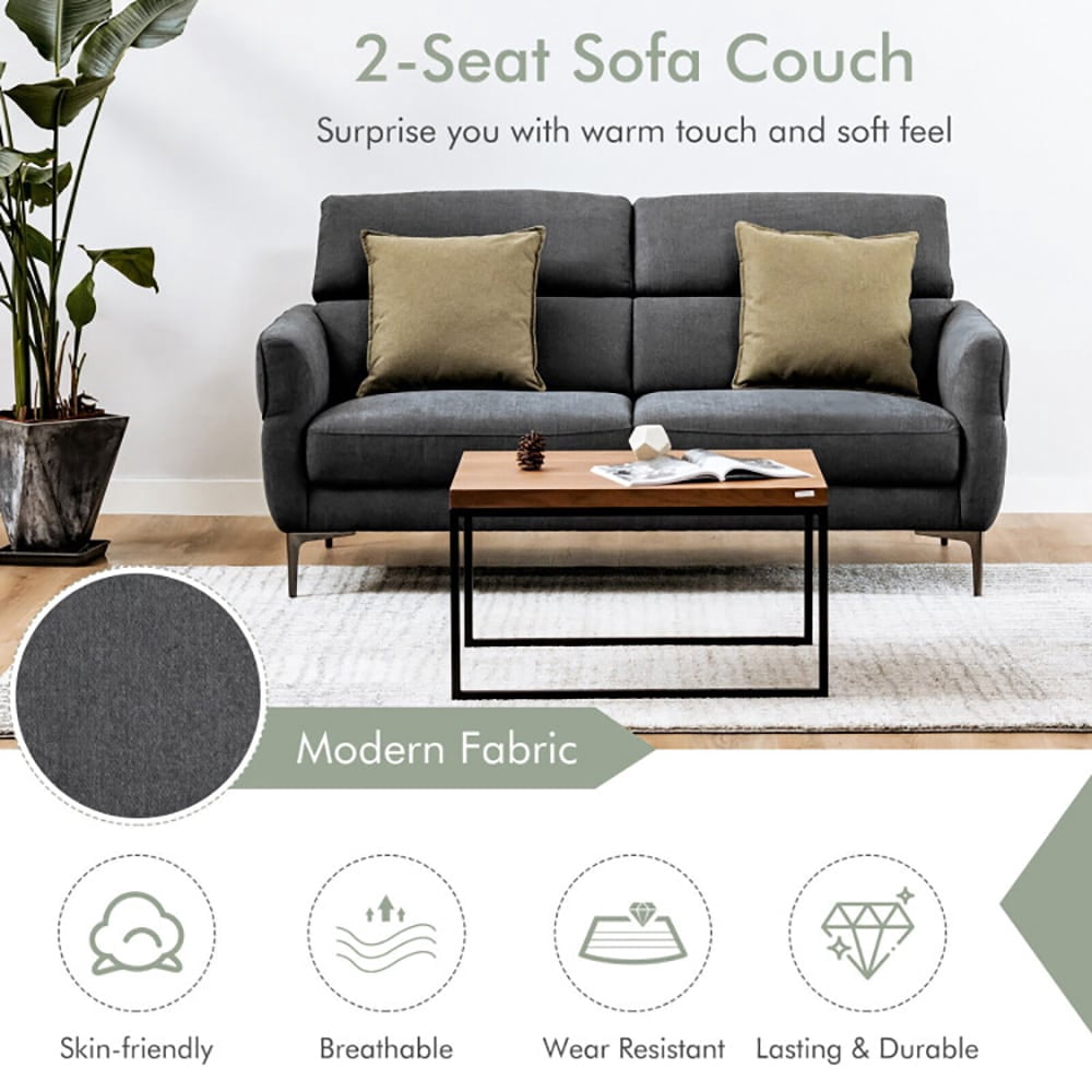 GVN 72.5 Inch Modern Fabric Loveseat Sofa Couch with Adjustable Headrest
